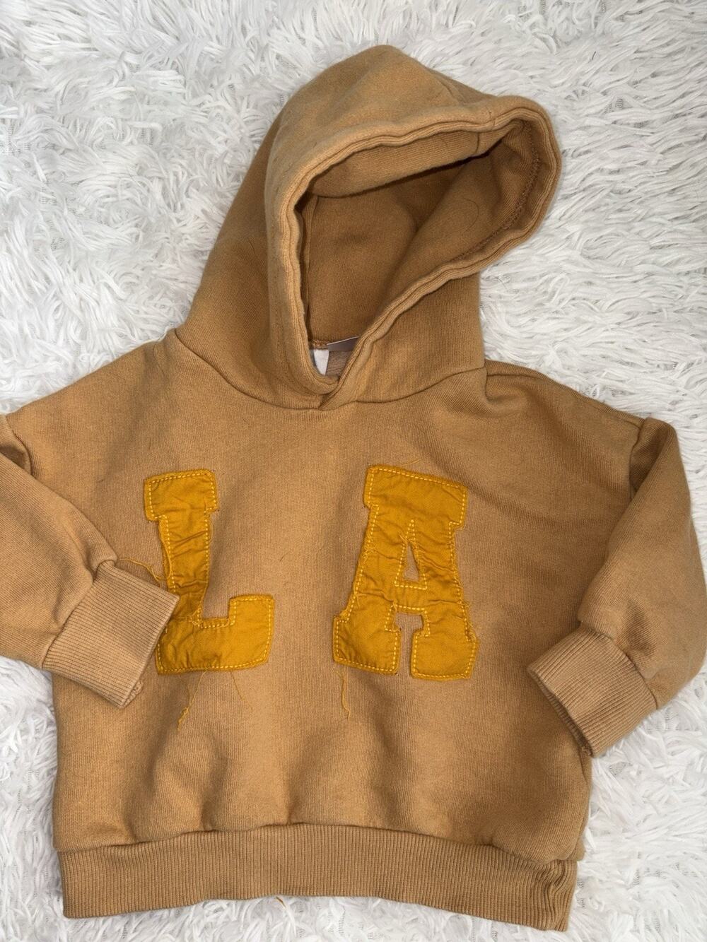 Zara Kids 12/18 Mo. Golden Yellow “L A” Pullover Hoodie. Cute, Grt. Quality